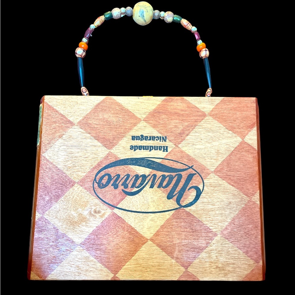 Handmade Beaded Handle Cigar Box Purse